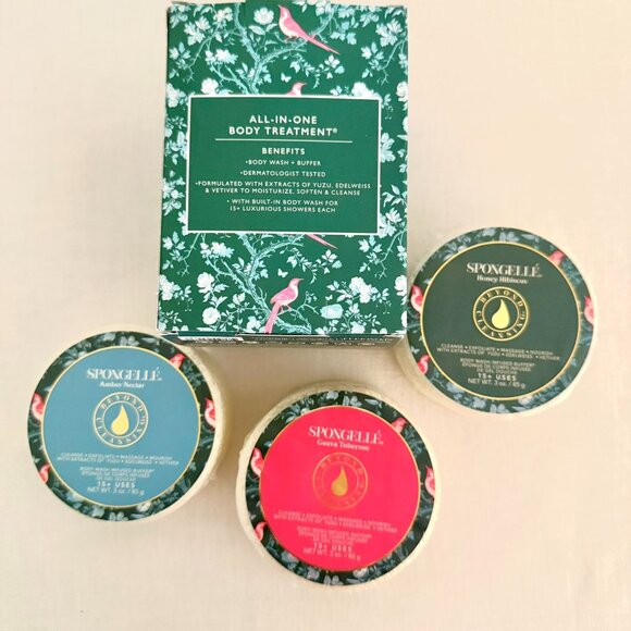 Spongelle Bath Trio Gift Set Body Wash Infused Buffers Holiday Self Care Spa Box - Picture 1 of 16